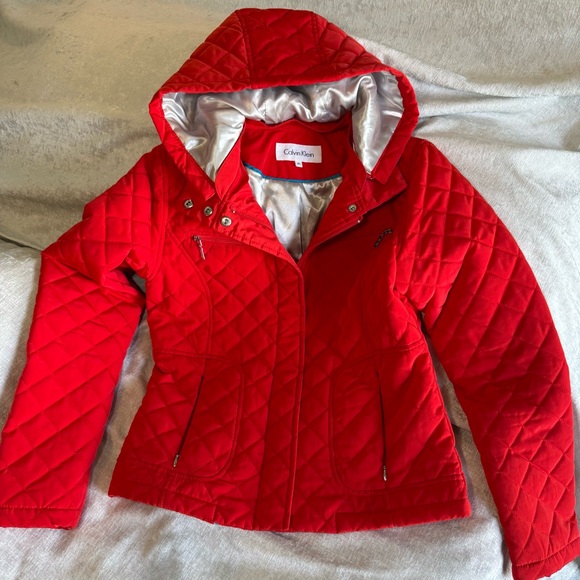 Calvin Klein Women's Vibrant Red Puffer Jacket - Picture 1 of 5